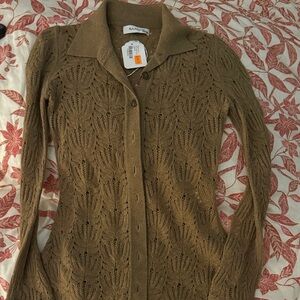 NAADAM Olive/brown Cardigan Sweater